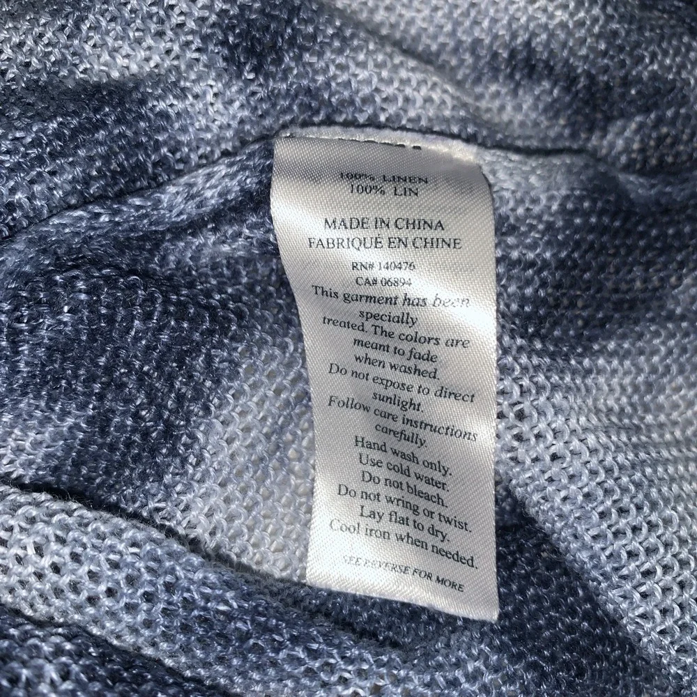 FAHERTY‎ Reenie 100% Linen Lightweight Blue Tie Dye Sweater Women Small Thermal